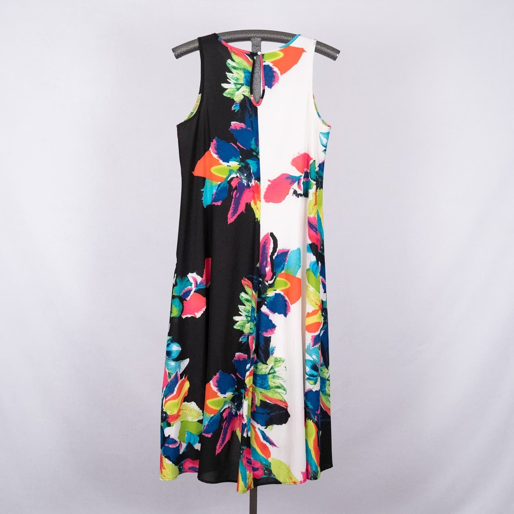Joan Vass New York Vibrant Colorful Sleeveless Lined Midi Dress Women's MEDIUM - Picture 5 of 6